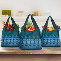 Bula Fiji Iri ni Meke Grocery Bag Karakarawa Fijian Masi LT14 3-pack One Size Blue - Polynesian Pride