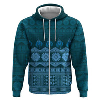 Bula Fiji Iri ni Meke Hoodie Karakarawa Fijian Masi LT14 Zip Hoodie Blue - Polynesian Pride