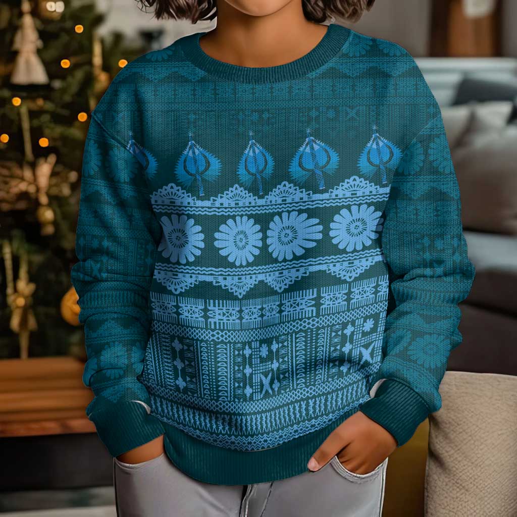 Bula Fiji Iri ni Meke Kid Ugly Christmas Sweater Karakarawa Fijian Masi - Polynesian Pride