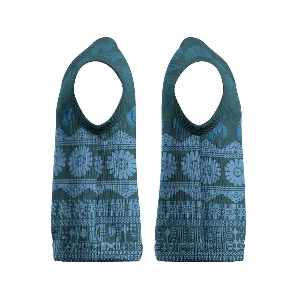 Bula Fiji Iri ni Meke Christmas Knitted V-Neck Vest Karakarawa Fijian Masi - Polynesian Pride