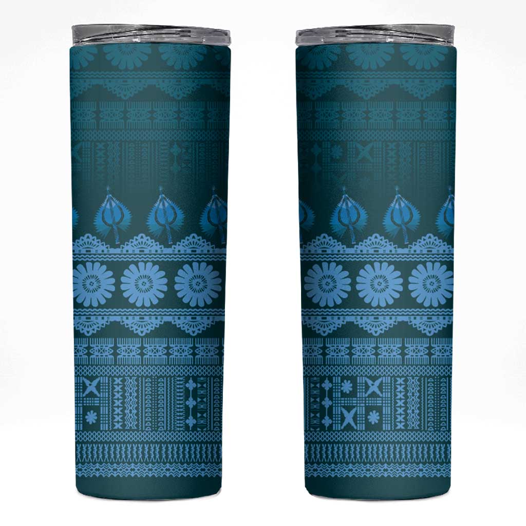 Bula Fiji Iri ni Meke Skinny Tumbler Karakarawa Fijian Masi - Polynesian Pride