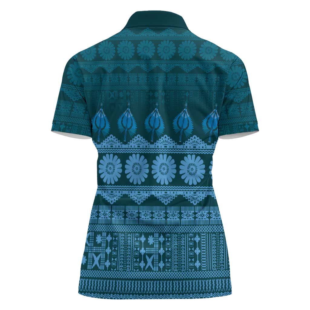 Bula Fiji Iri ni Meke Women Polo Shirt Karakarawa Fijian Masi - Polynesian Pride