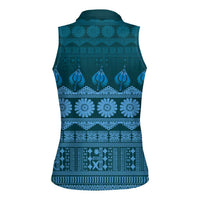 Bula Fiji Iri ni Meke Women Sleeveless Polo Shirt Karakarawa Fijian Masi - Polynesian Pride