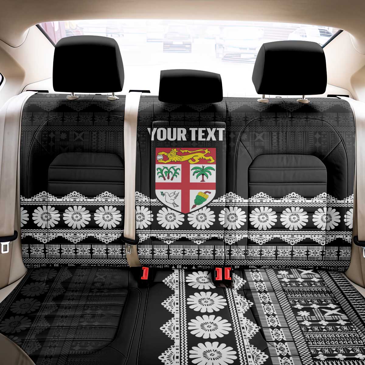 Fiji Tapa Rugby Custom Back Car Seat Cover Go Fijiana LT14 - Polynesian Pride