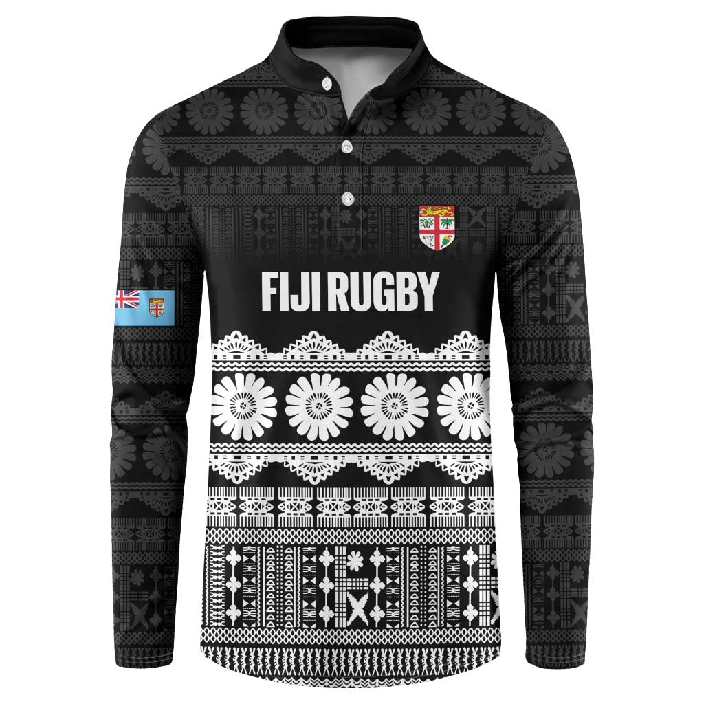 Fiji Tapa Rugby Custom Button Sweatshirt Go Fijiana - Polynesian Pride