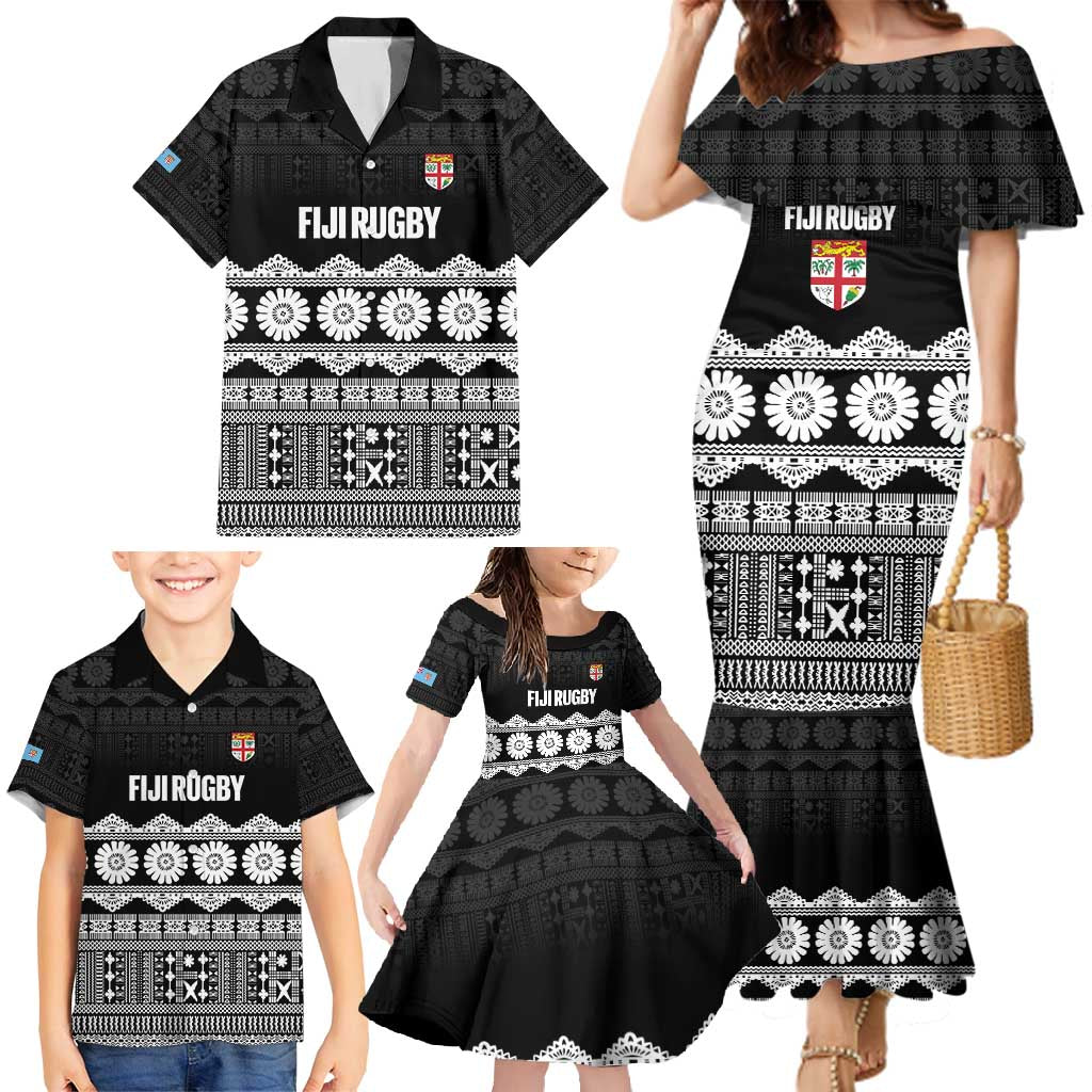 Fiji Tapa Rugby Custom Family Matching Mermaid Dress and Hawaiian Shirt Go Fijiana - Polynesian Pride