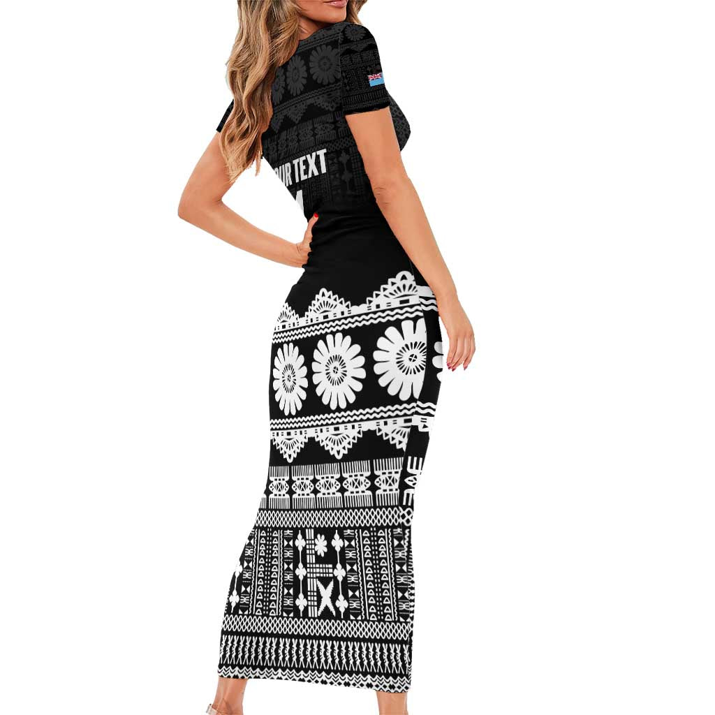 Fiji Tapa Rugby Custom Family Matching Short Sleeve Bodycon Dress and Hawaiian Shirt Go Fijiana - Polynesian Pride