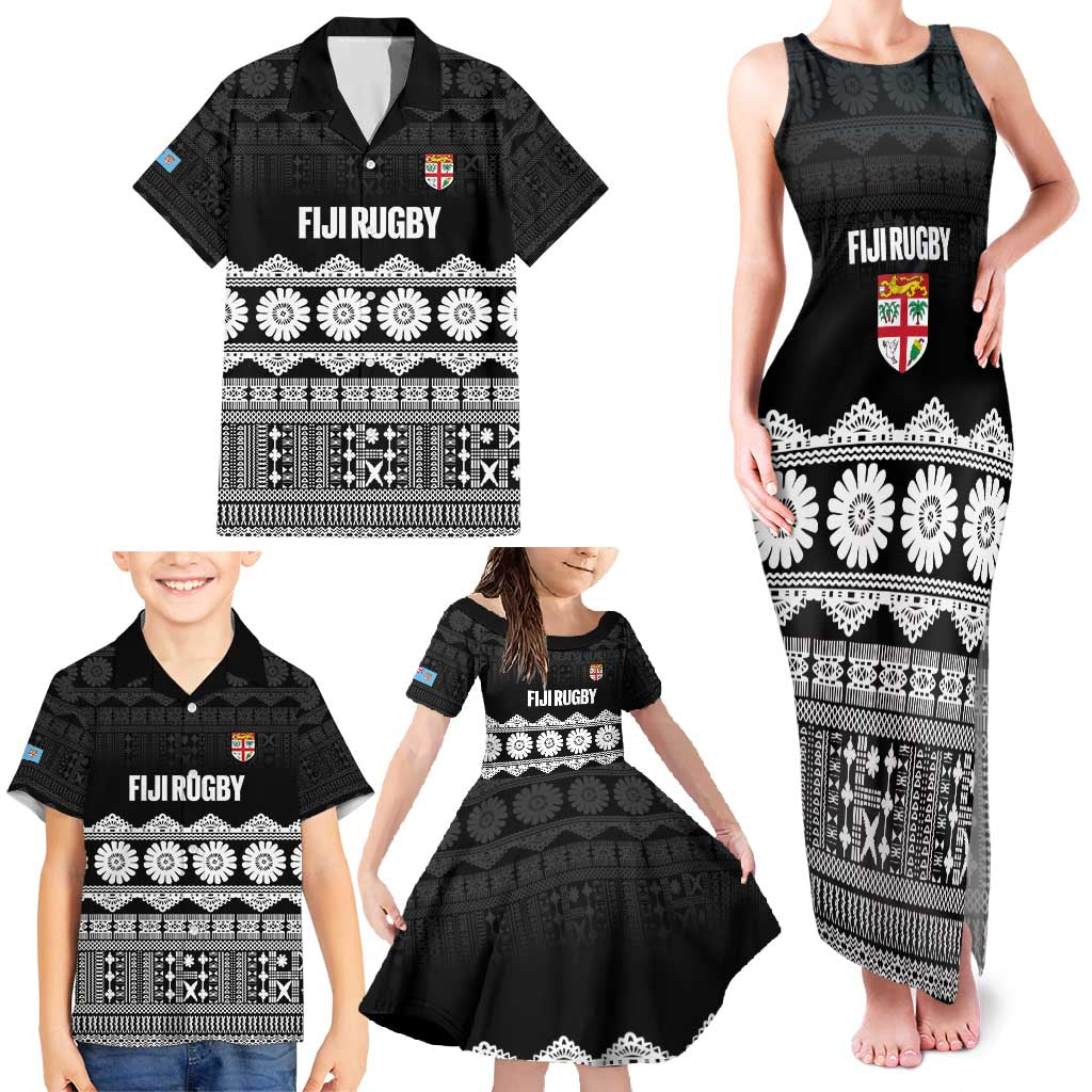 Fiji Tapa Rugby Custom Family Matching Tank Maxi Dress and Hawaiian Shirt Go Fijiana - Polynesian Pride