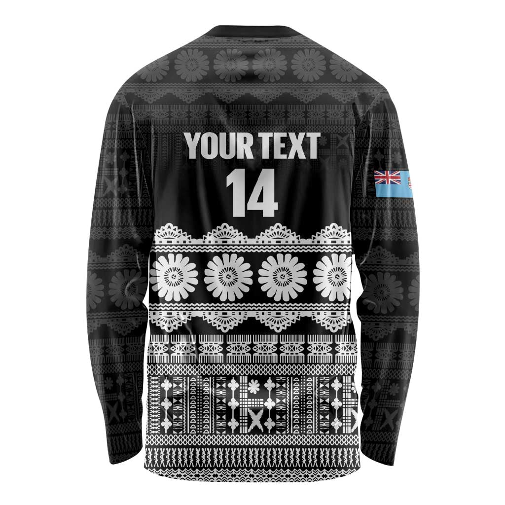 Fiji Tapa Rugby Custom Long Sleeve Shirt Go Fijiana - Polynesian Pride