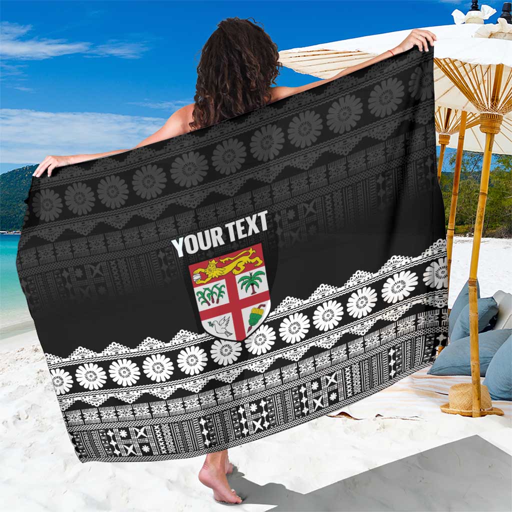 Fiji Tapa Rugby Custom Sarong Go Fijiana LT14 One Size 44 x 66 inches Black - Polynesian Pride