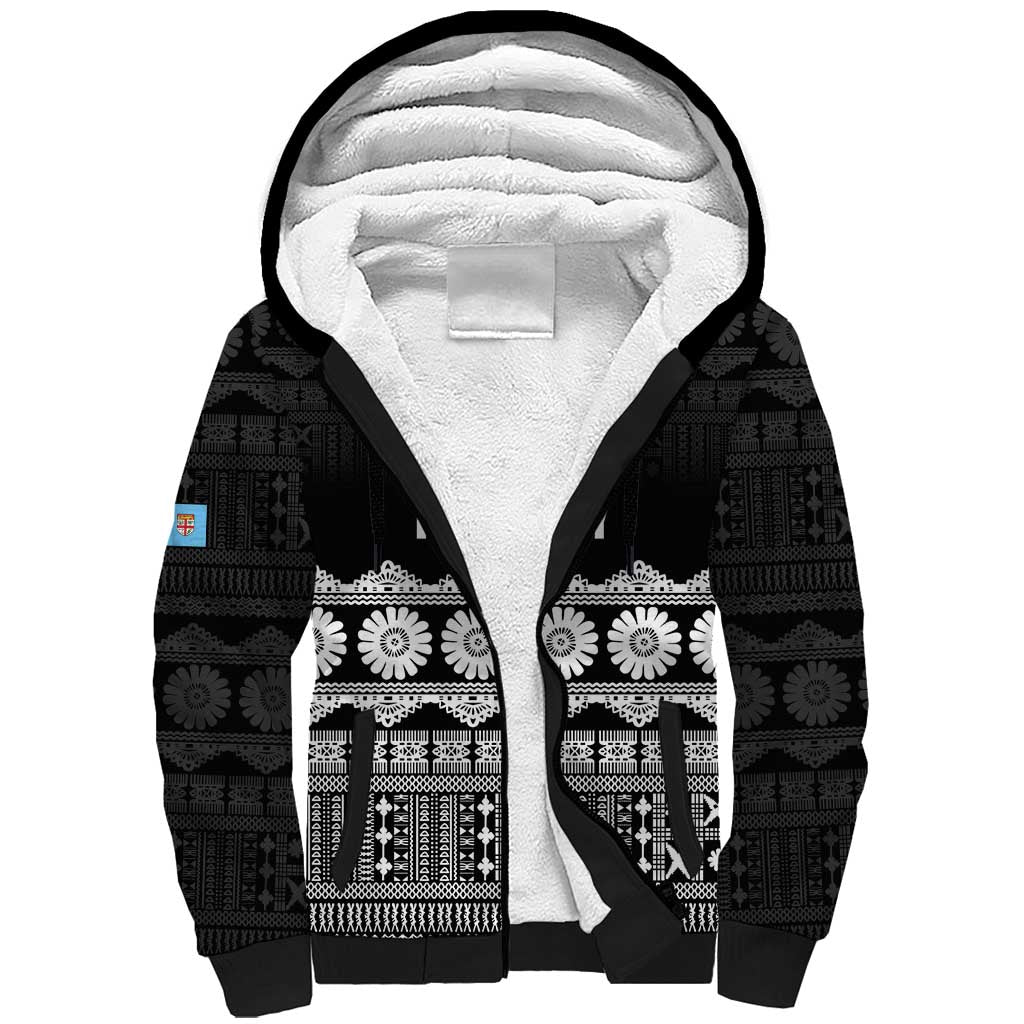 Fiji Tapa Rugby Custom Sherpa Hoodie Go Fijiana - Polynesian Pride