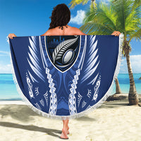 Auckland 2026 Rugby Custom Beach Blanket NZ Maori Silver Fern