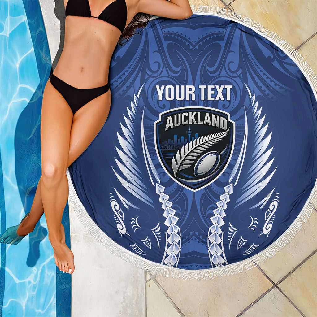 Auckland 2026 Rugby Custom Beach Blanket NZ Maori Silver Fern