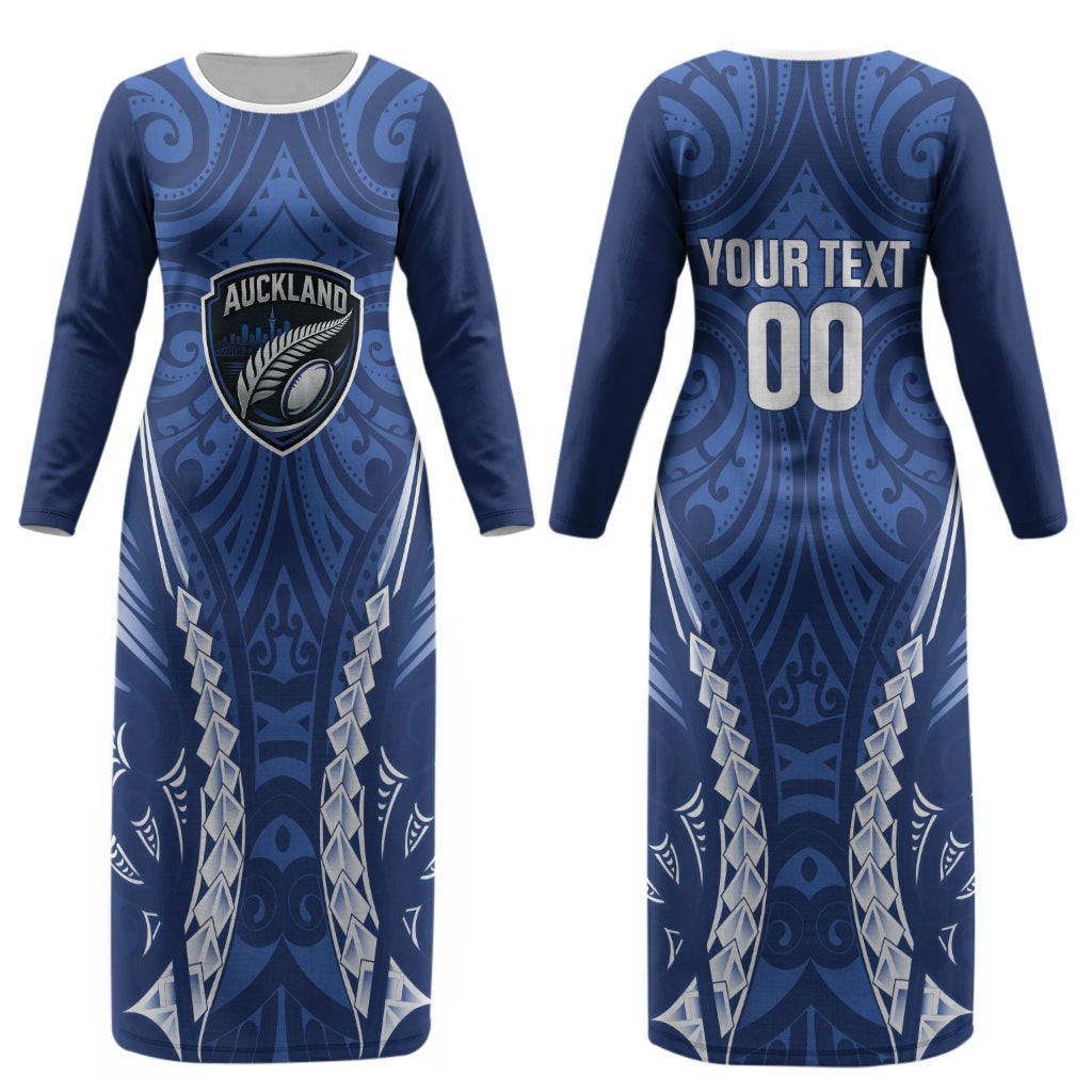 Auckland 2026 Rugby Custom Couples Matching Long Sleeve Bodycon Dress and Long Sleeve Button Shirt NZ Maori Silver Fern LT14 - Polynesian Pride
