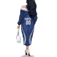 Auckland 2026 Rugby Custom Family Matching Off The Shoulder Long Sleeve Dress and Hawaiian Shirt NZ Maori Silver Fern LT14 - Polynesian Pride
