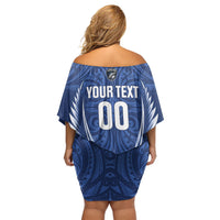 Auckland 2026 Rugby Custom Family Matching Off Shoulder Short Dress and Hawaiian Shirt NZ Maori Silver Fern LT14 - Polynesian Pride