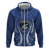 Auckland 2026 Rugby Custom Hoodie NZ Maori Silver Fern LT14 Zip Hoodie Blue - Polynesian Pride