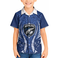 Auckland 2026 Rugby Custom Kid Hawaiian Shirt NZ Maori Silver Fern LT14 Kid Blue - Polynesian Pride