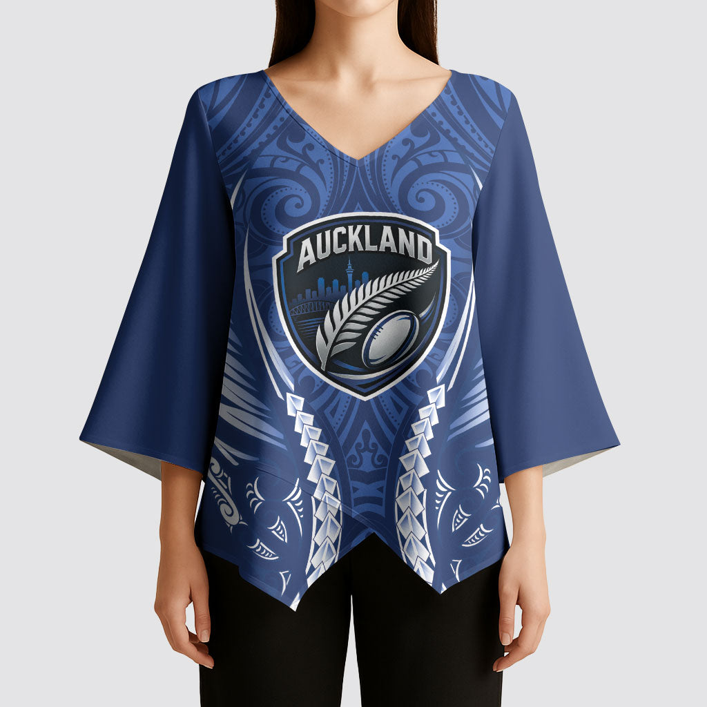 Auckland 2026 Rugby Custom Kimono Sleeve Blouse NZ Maori Silver Fern