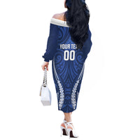 Auckland 2026 Rugby Custom Off The Shoulder Long Sleeve Dress NZ Maori Silver Fern