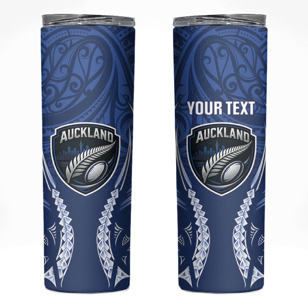 Auckland 2026 Rugby Custom Skinny Tumbler NZ Maori Silver Fern