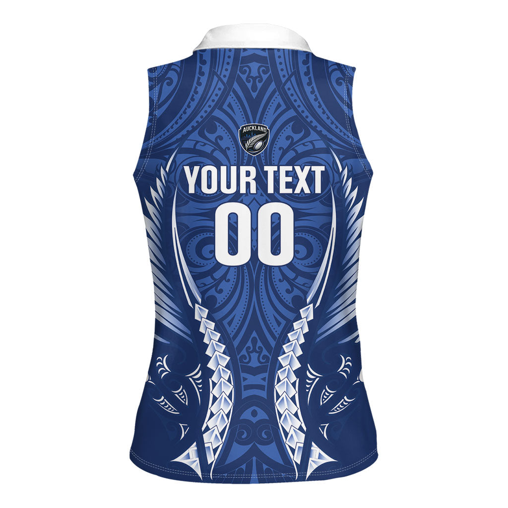 Auckland 2026 Rugby Custom Women Sleeveless Polo Shirt NZ Maori Silver Fern LT14 - Polynesian Pride