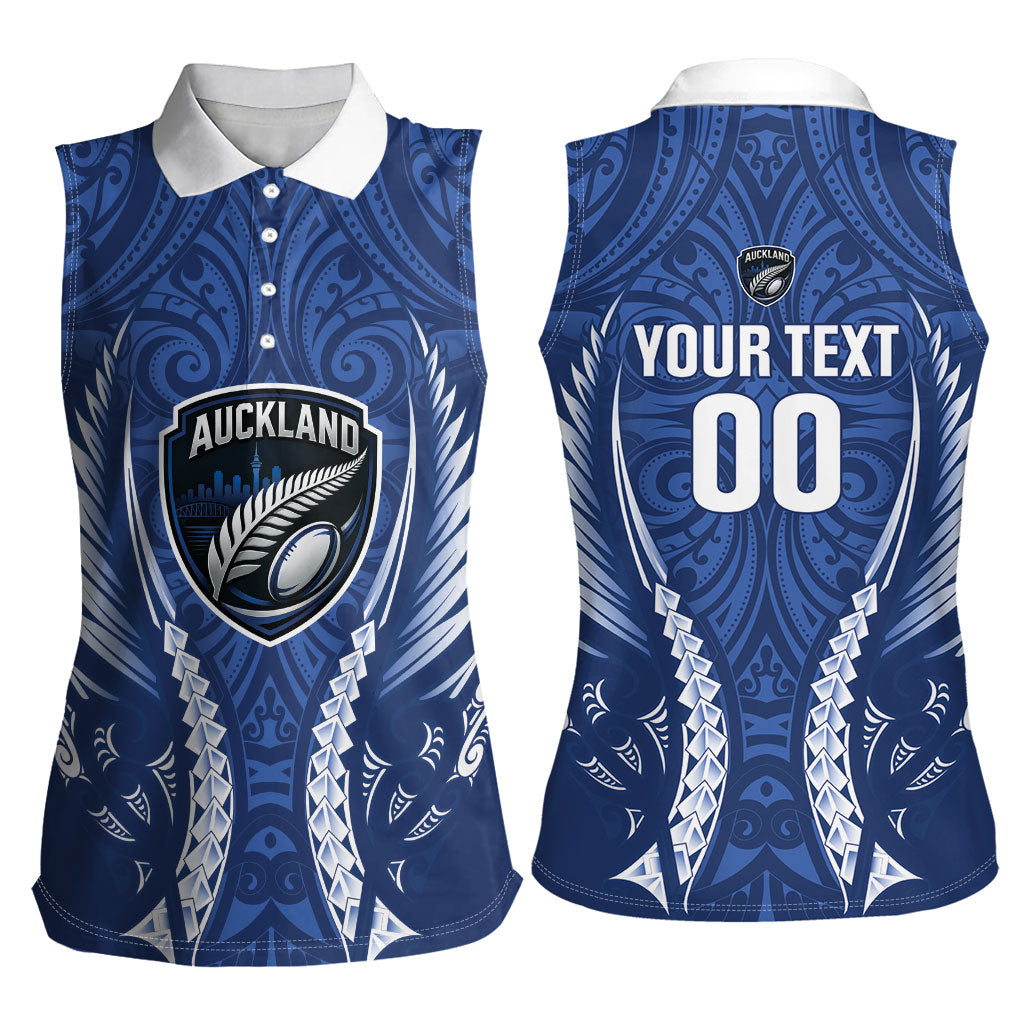 Auckland 2026 Rugby Custom Women Sleeveless Polo Shirt NZ Maori Silver Fern LT14 - Polynesian Pride