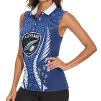 Auckland 2026 Rugby Custom Women Sleeveless Polo Shirt NZ Maori Silver Fern LT14 - Polynesian Pride