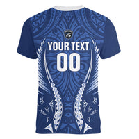 Auckland 2026 Rugby Custom Women V-Neck T-Shirt NZ Maori Silver Fern LT14 - Polynesian Pride