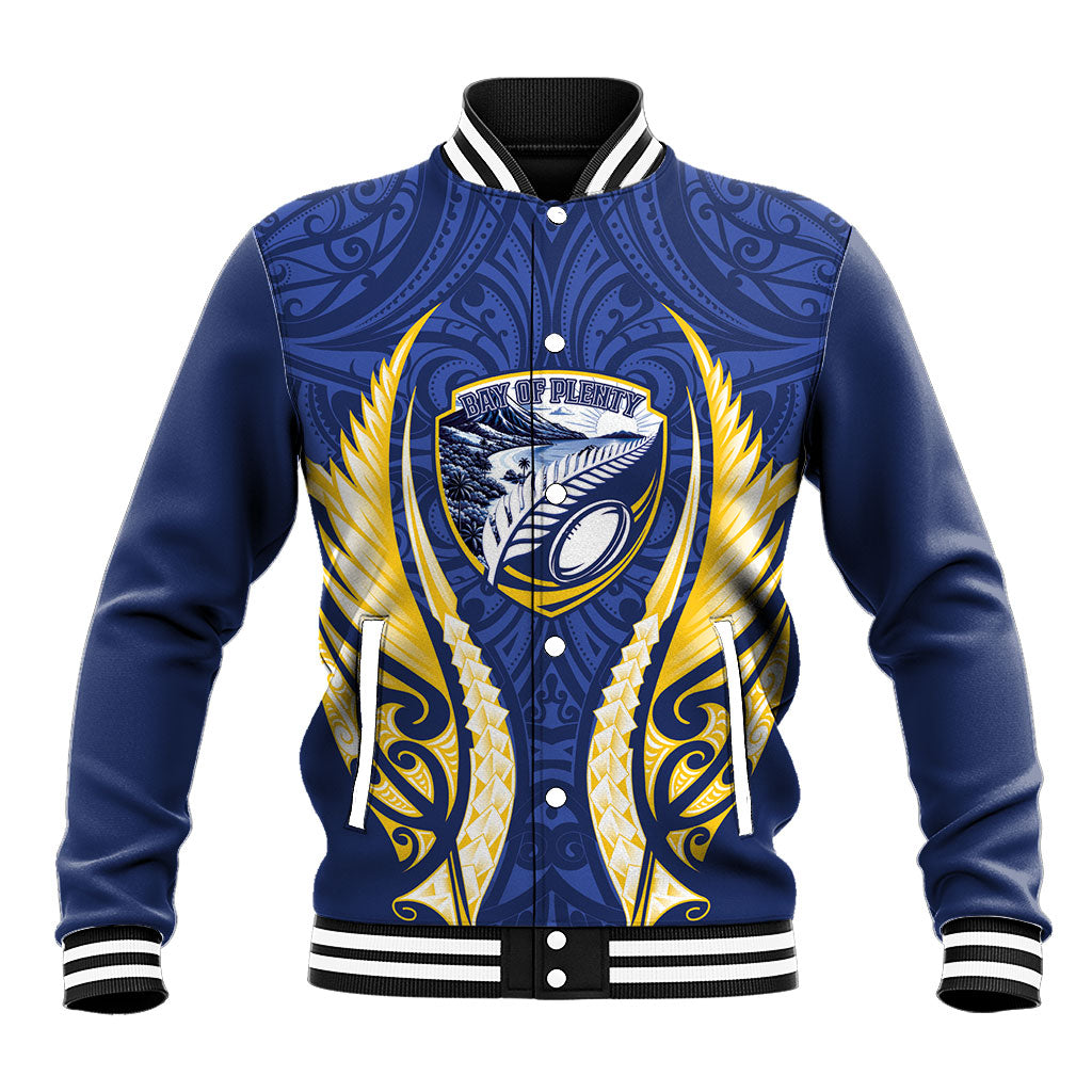 Bay of Plenty 2026 Rugby Custom Baseball Jacket NZ Maori Silver Fern LT14 Unisex Blue - Polynesian Pride