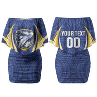 Bay of Plenty 2026 Rugby Custom Couples Matching Off Shoulder Short Dress and Long Sleeve Button Shirt NZ Maori Silver Fern LT14 - Polynesian Pride