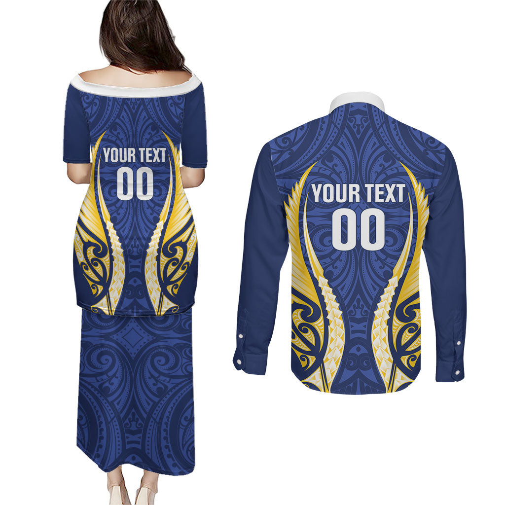 Bay of Plenty 2026 Rugby Custom Couples Matching Puletasi and Long Sleeve Button Shirt NZ Maori Silver Fern LT14 - Polynesian Pride