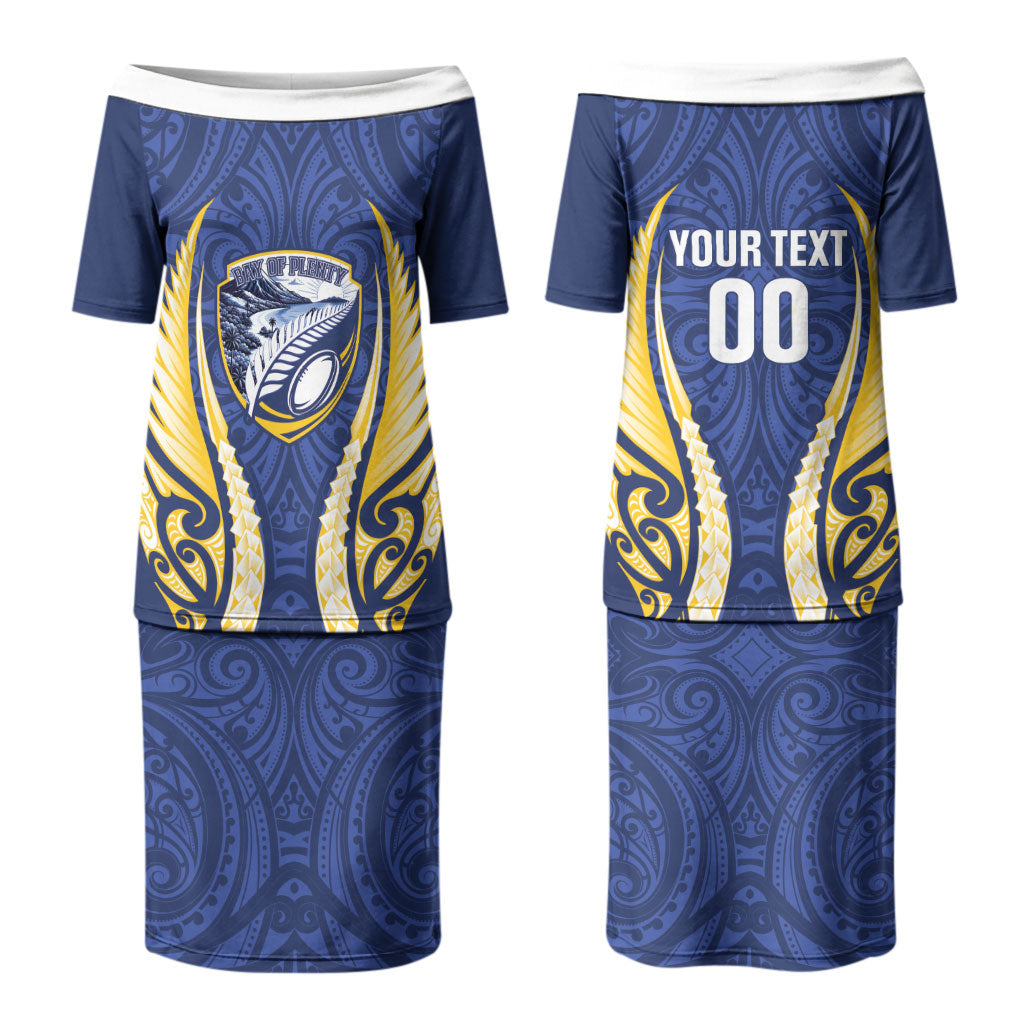 Bay of Plenty 2026 Rugby Custom Couples Matching Puletasi and Long Sleeve Button Shirt NZ Maori Silver Fern LT14 - Polynesian Pride