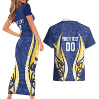 Bay of Plenty 2026 Rugby Custom Couples Matching Short Sleeve Bodycon Dress and Hawaiian Shirt NZ Maori Silver Fern LT14 - Polynesian Pride