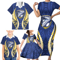 Bay of Plenty 2026 Rugby Custom Family Matching Short Sleeve Bodycon Dress and Hawaiian Shirt NZ Maori Silver Fern LT14 - Polynesian Pride