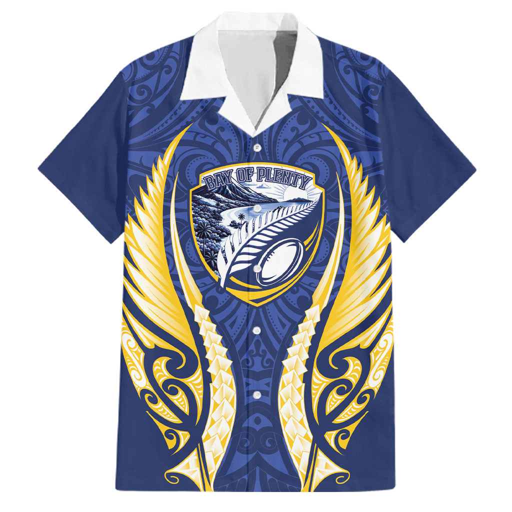 Bay of Plenty 2026 Rugby Custom Family Matching Summer Maxi Dress and Hawaiian Shirt NZ Maori Silver Fern LT14 Dad's Shirt - Short Sleeve Blue - Polynesian Pride