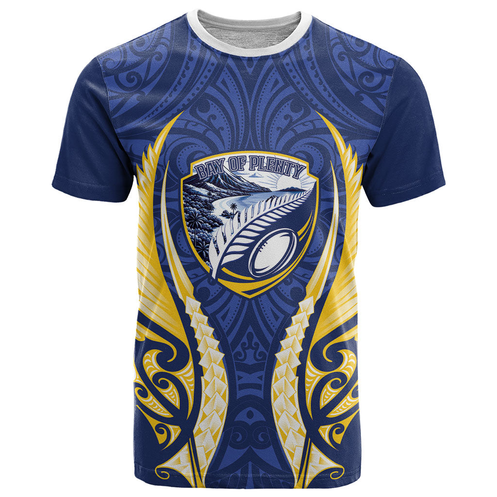 Bay of Plenty 2026 Rugby Custom T Shirt NZ Maori Silver Fern LT14 Blue - Polynesian Pride
