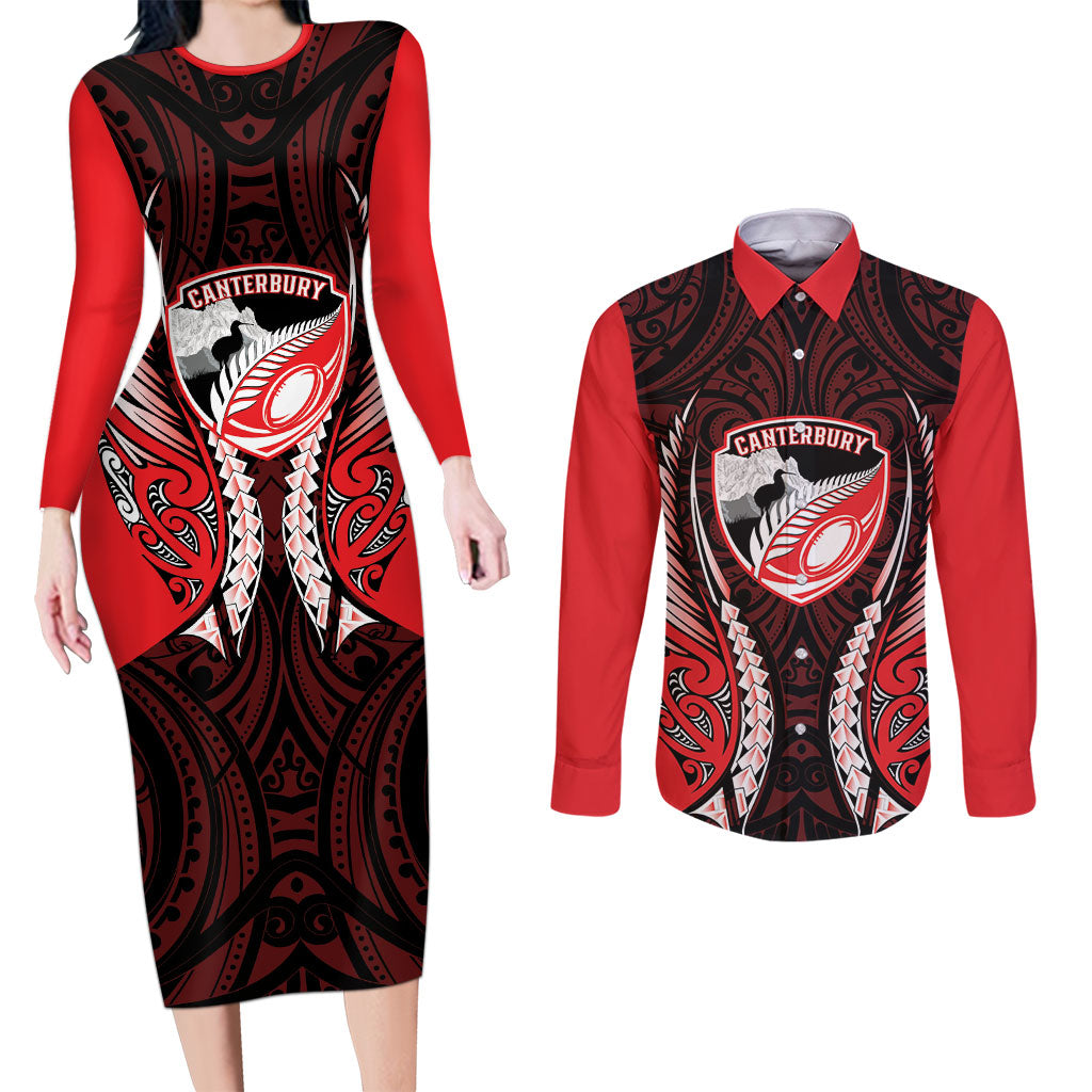 Canterbury 2026 Rugby Custom Couples Matching Long Sleeve Bodycon Dress and Long Sleeve Button Shirt NZ Maori Silver Fern