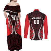 Canterbury 2026 Rugby Custom Couples Matching Off Shoulder Maxi Dress and Long Sleeve Button Shirt NZ Maori Silver Fern