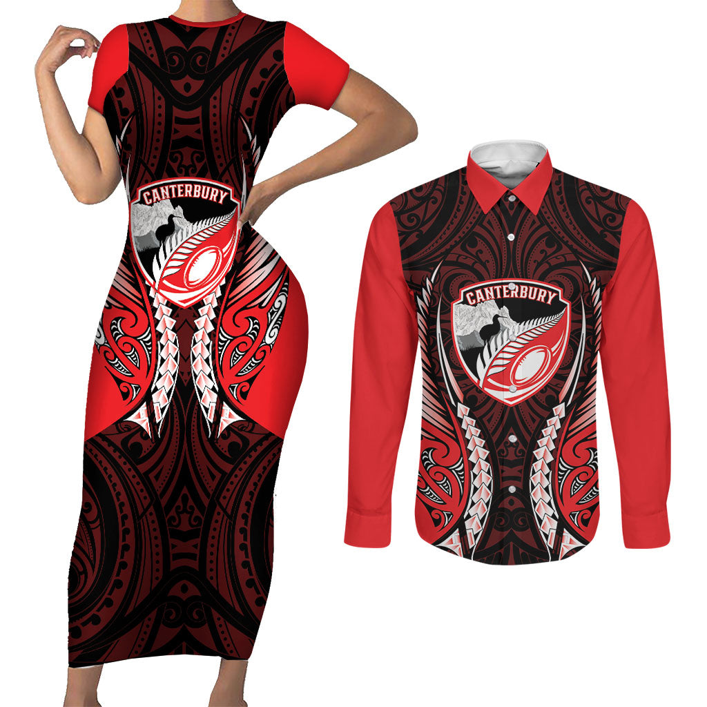 Canterbury 2026 Rugby Custom Couples Matching Short Sleeve Bodycon Dress and Long Sleeve Button Shirt NZ Maori Silver Fern