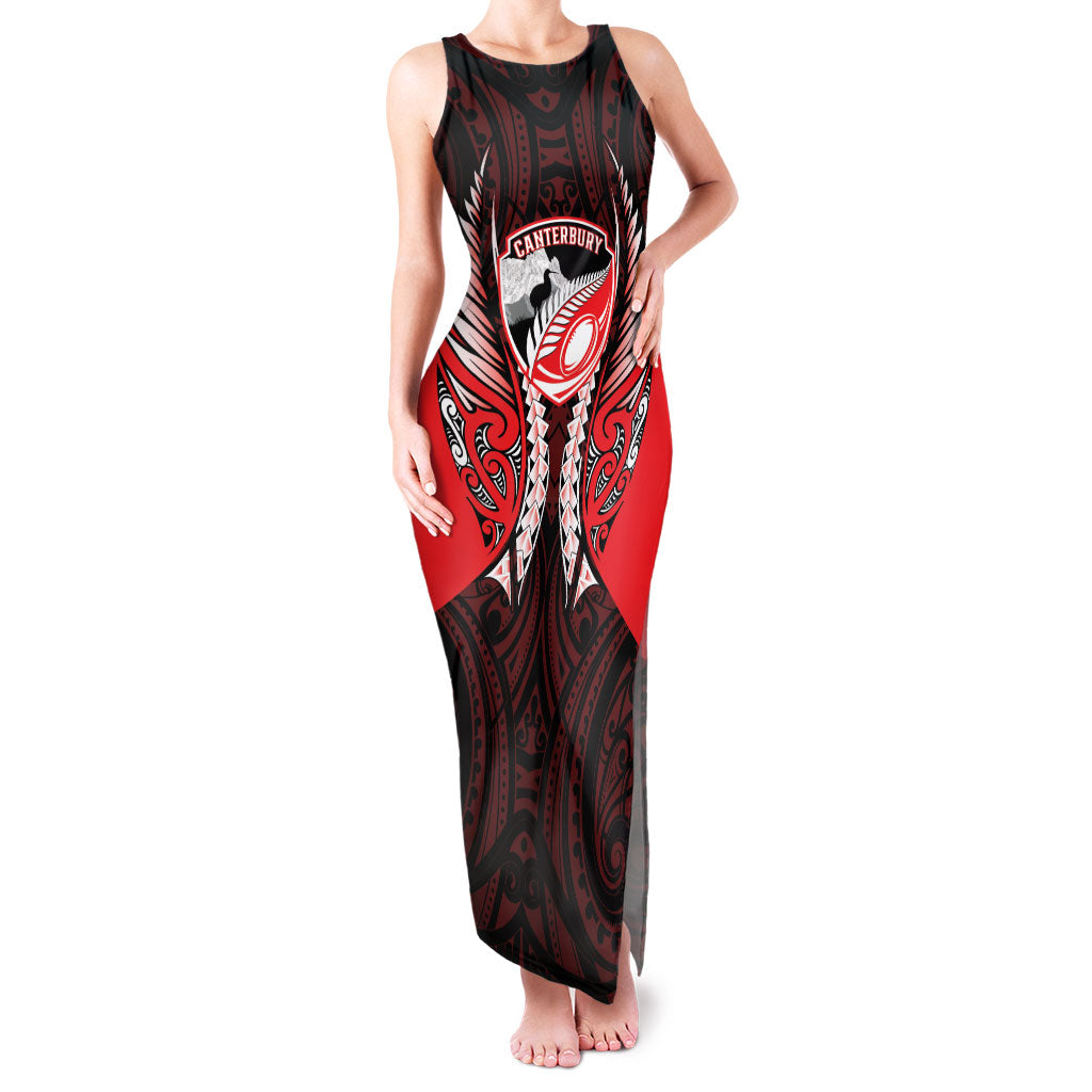 Canterbury 2026 Rugby Custom Family Matching Tank Maxi Dress and Hawaiian Shirt NZ Maori Silver Fern LT14 Mom's Dress Red - Polynesian Pride
