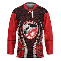 Canterbury 2026 Rugby Custom Hockey Jersey NZ Maori Silver Fern LT14 Unisex Red - Polynesian Pride