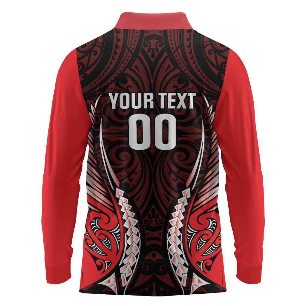 Canterbury 2026 Rugby Custom Long Sleeve Polo Shirt NZ Maori Silver Fern LT14 - Polynesian Pride