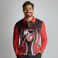 Canterbury 2026 Rugby Custom Long Sleeve Polo Shirt NZ Maori Silver Fern LT14 - Polynesian Pride