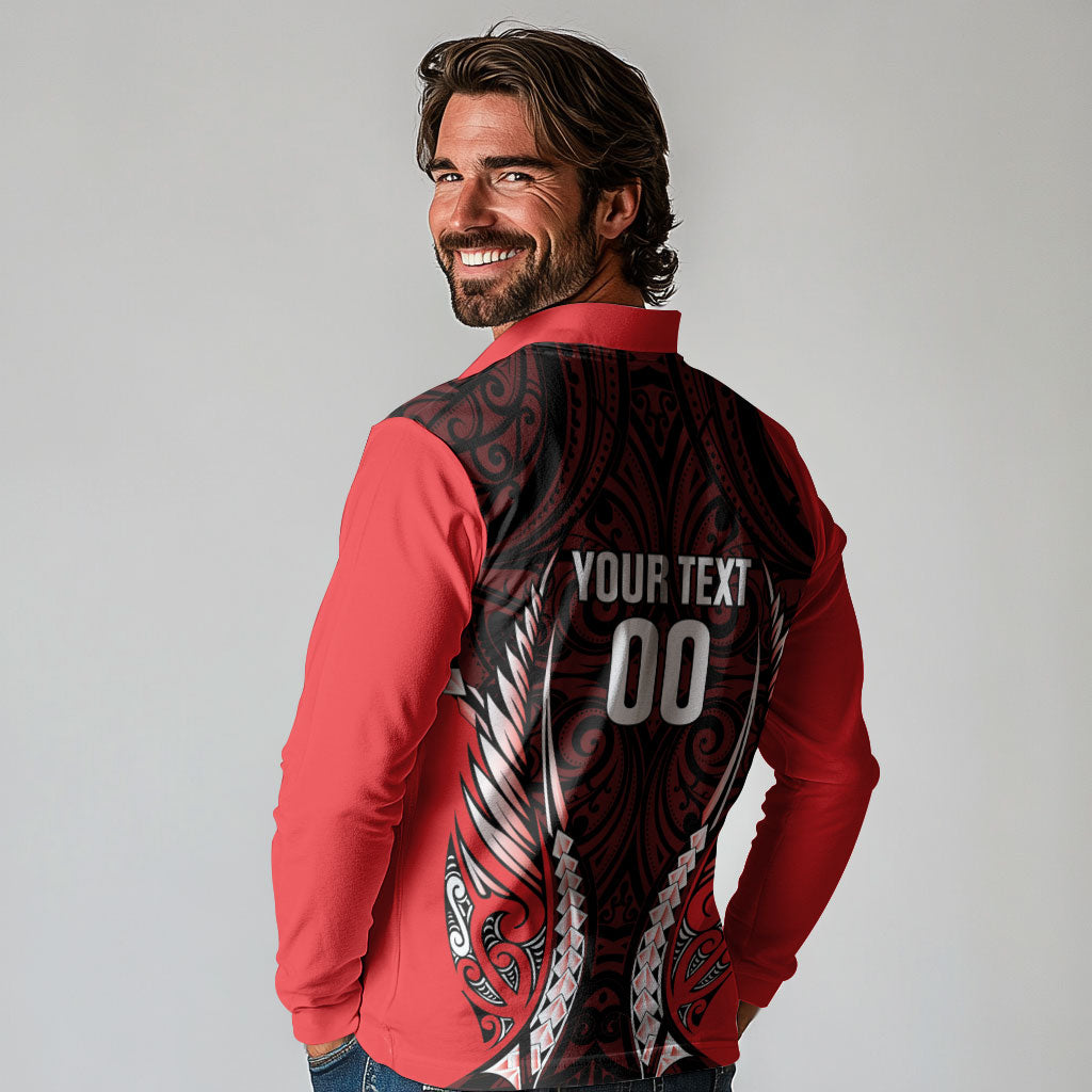Canterbury 2026 Rugby Custom Long Sleeve Polo Shirt NZ Maori Silver Fern LT14 - Polynesian Pride
