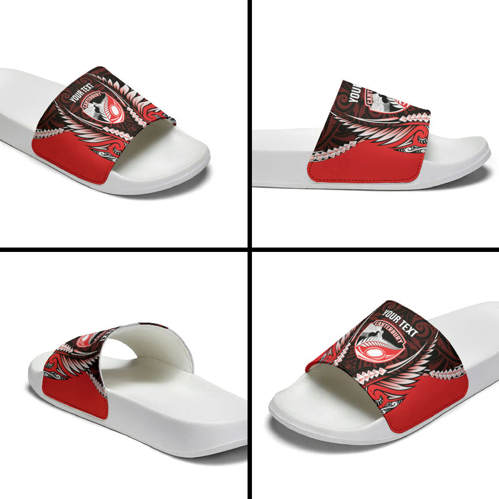 Canterbury 2026 Rugby Custom Slide Sandals NZ Maori Silver Fern