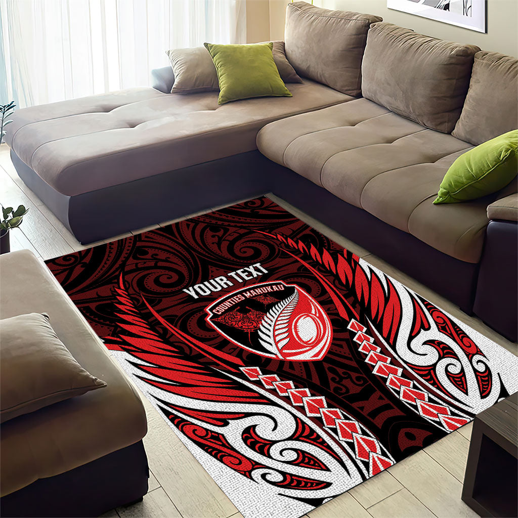 Counties Manukau 2026 Rugby Custom Area Rug NZ Maori Silver Fern LT14 - Polynesian Pride