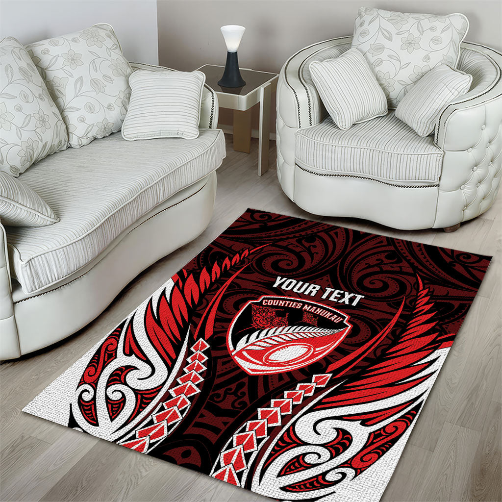 Counties Manukau 2026 Rugby Custom Area Rug NZ Maori Silver Fern LT14 - Polynesian Pride
