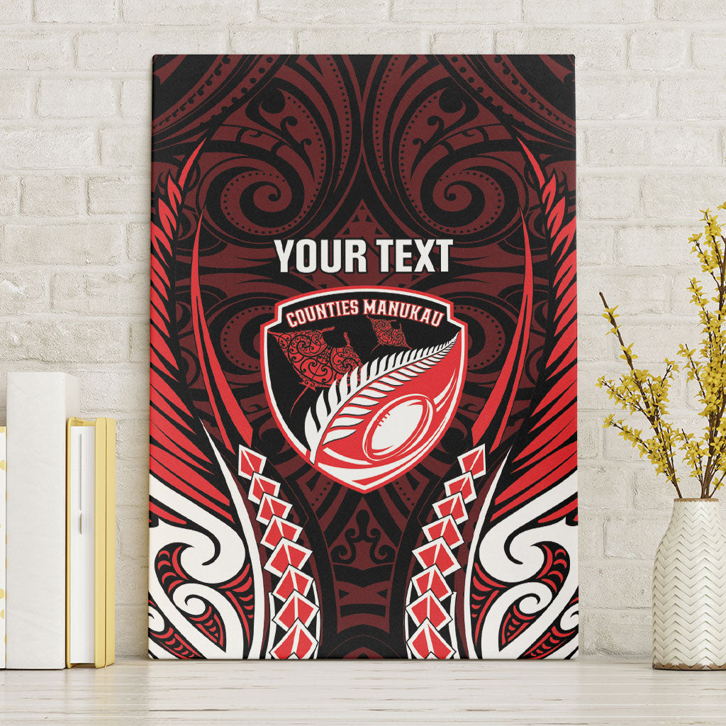 Counties Manukau 2026 Rugby Custom Canvas Wall Art NZ Maori Silver Fern LT14 Without Frame Red - Polynesian Pride