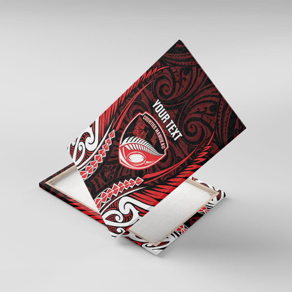 Counties Manukau 2026 Rugby Custom Canvas Wall Art NZ Maori Silver Fern LT14 With Frame Red - Polynesian Pride